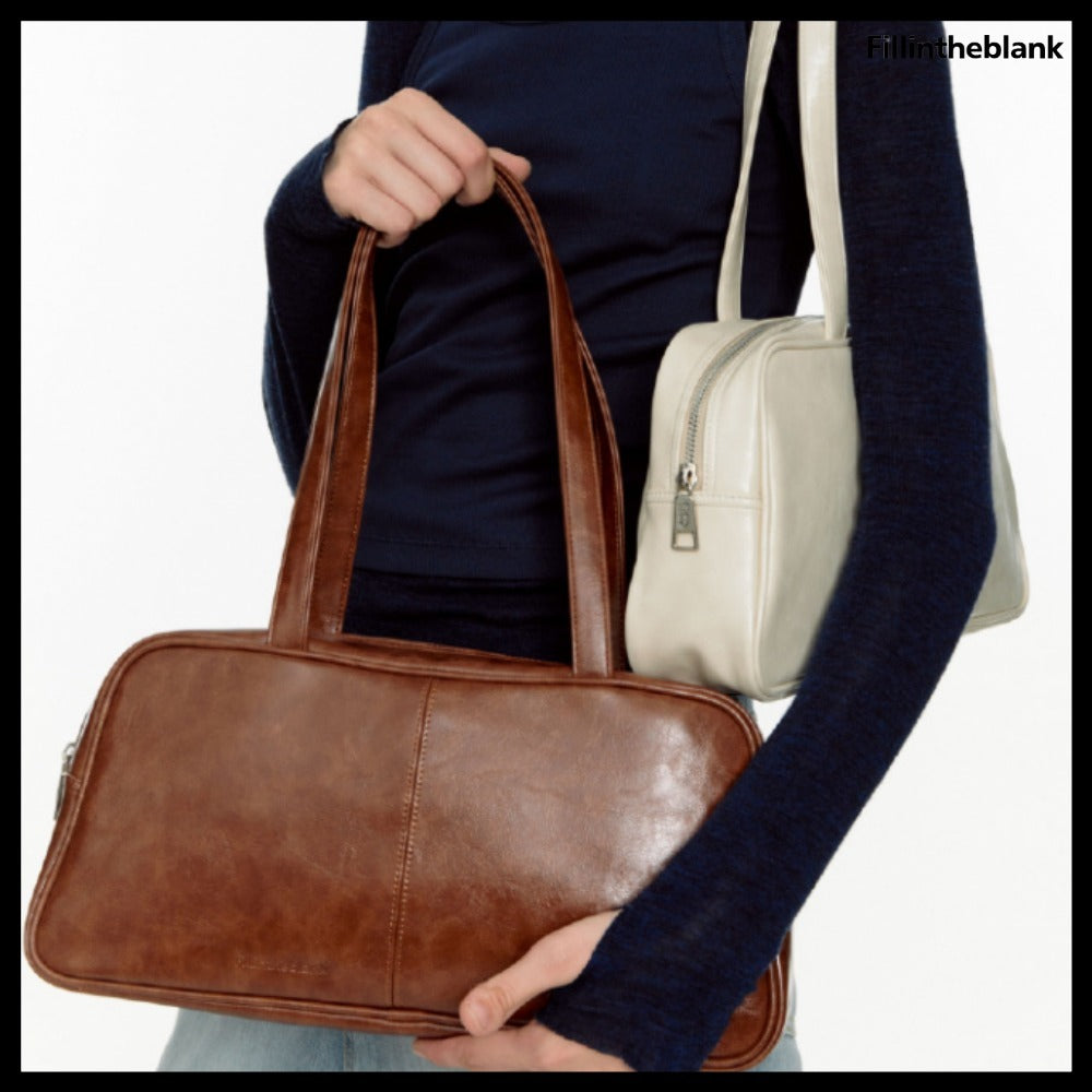 【FILL IN THE BLANK】TRAPEZOID BAGUETTE SHOULDER BAG 3COLORS
