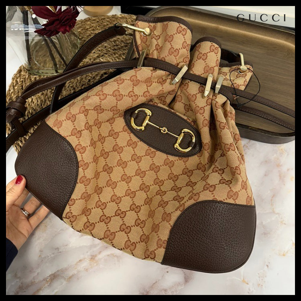【Gucci】Horsebit 1955 Canvas Messenger Bag Beige Ruggine