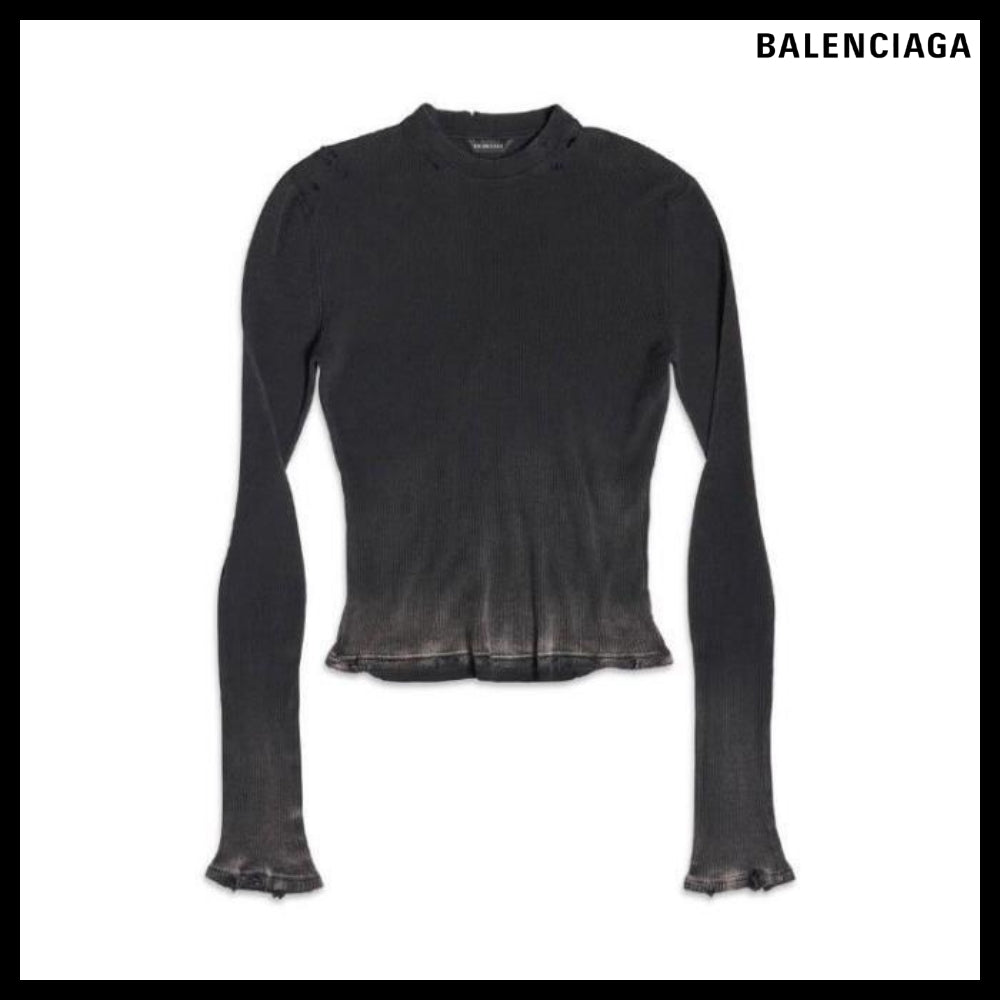 【BALENCIAGA】Women's Long Sleeve Top Black Fade
