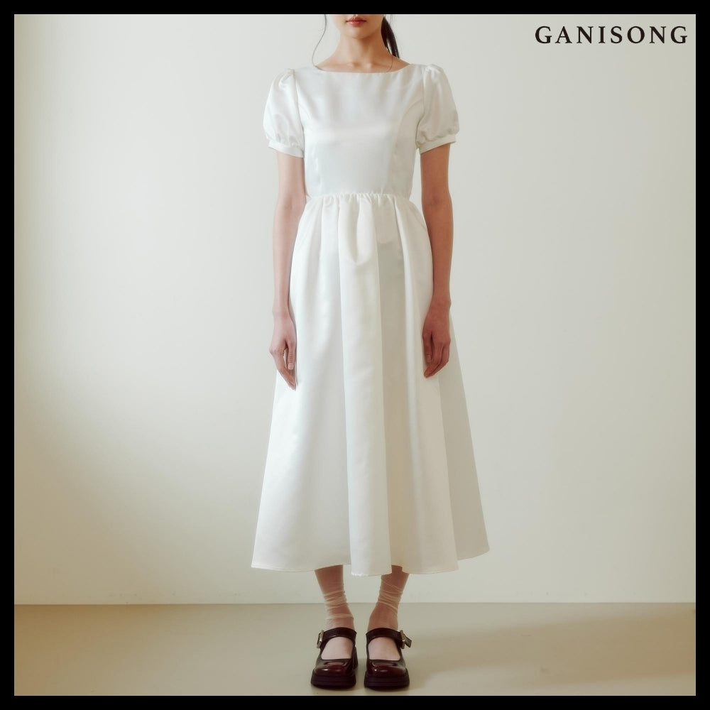 【GANISONG】Bridal Back Open Dress White