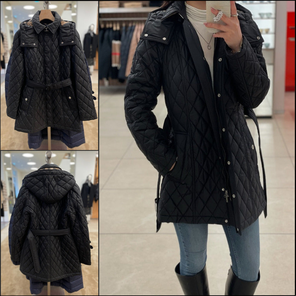 【BURBERRY】HEMINGFIELD Belted Women’s Diamond Quilted