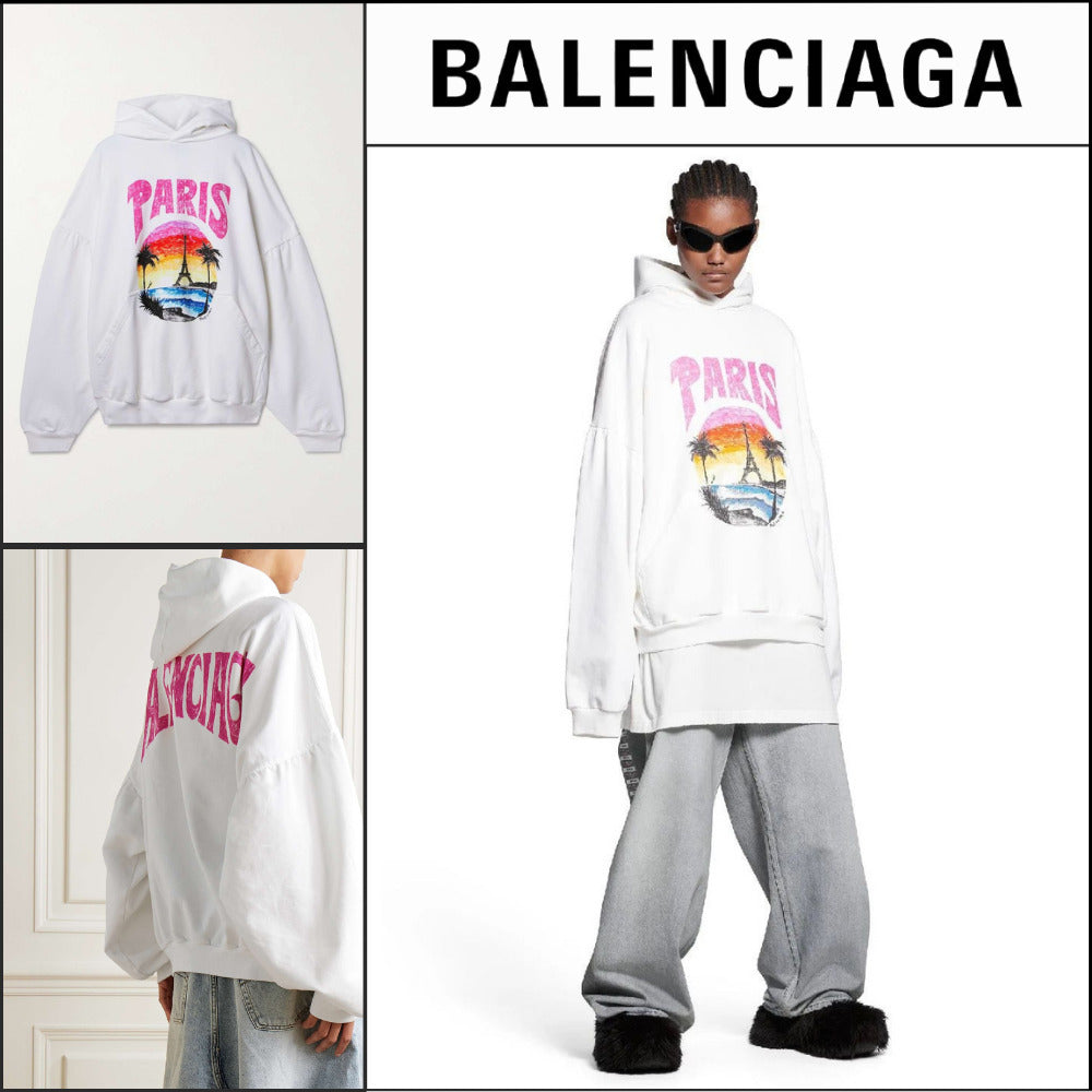 【BALENCIAGA】Paris Tropical Round Hoodie Oversized