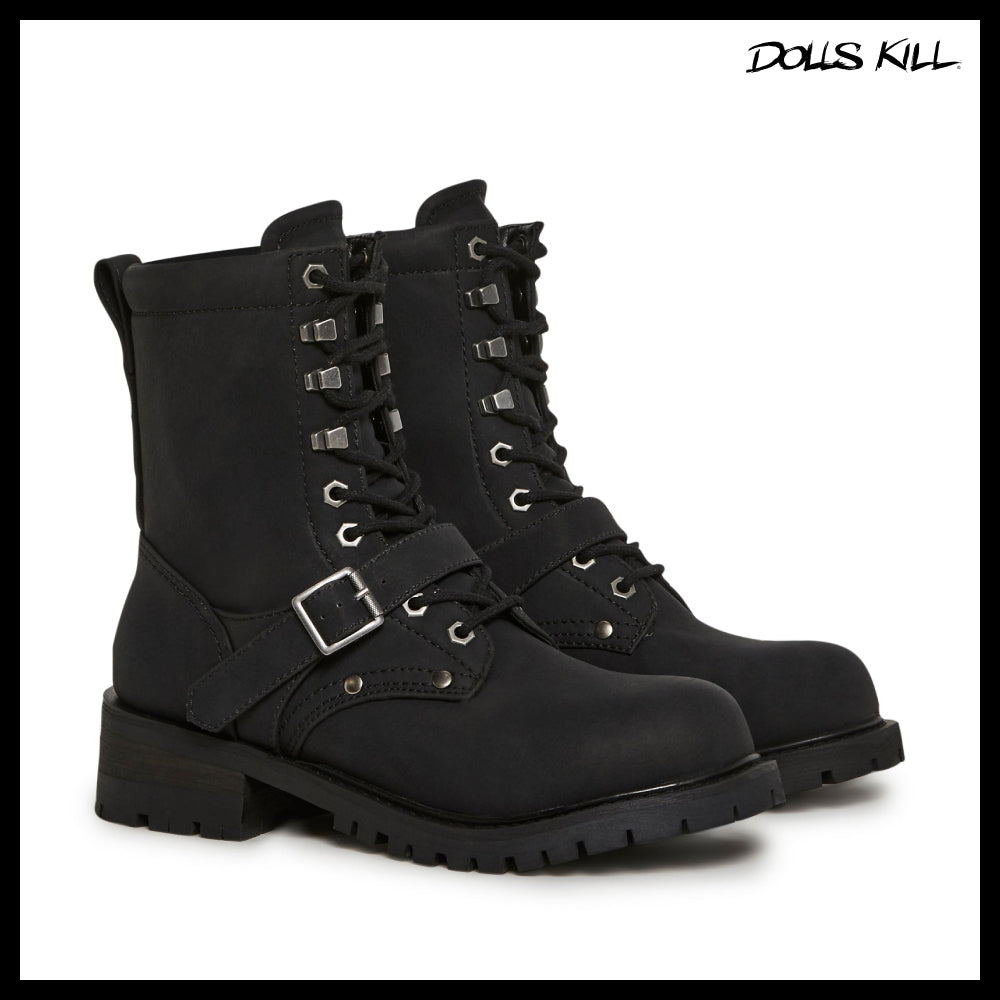 ◆DOLLS KILL◆DARKER WAVS Outro Cadet Boot Black