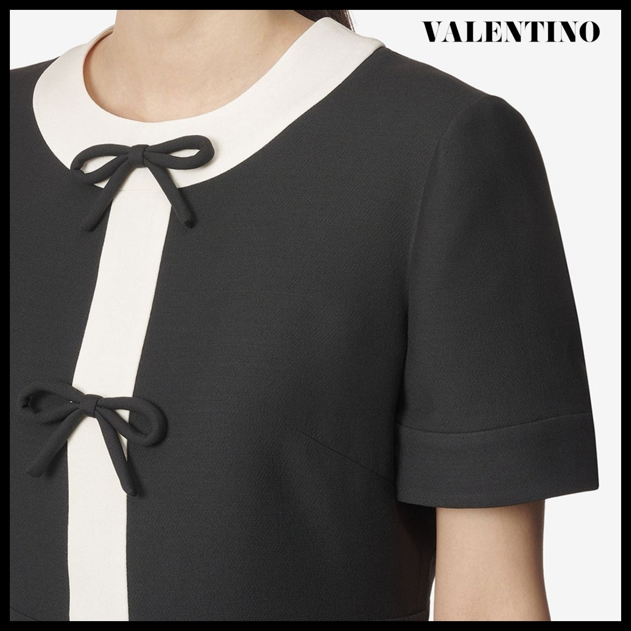【VALENTINO】Bow Two Tone Dress Nero