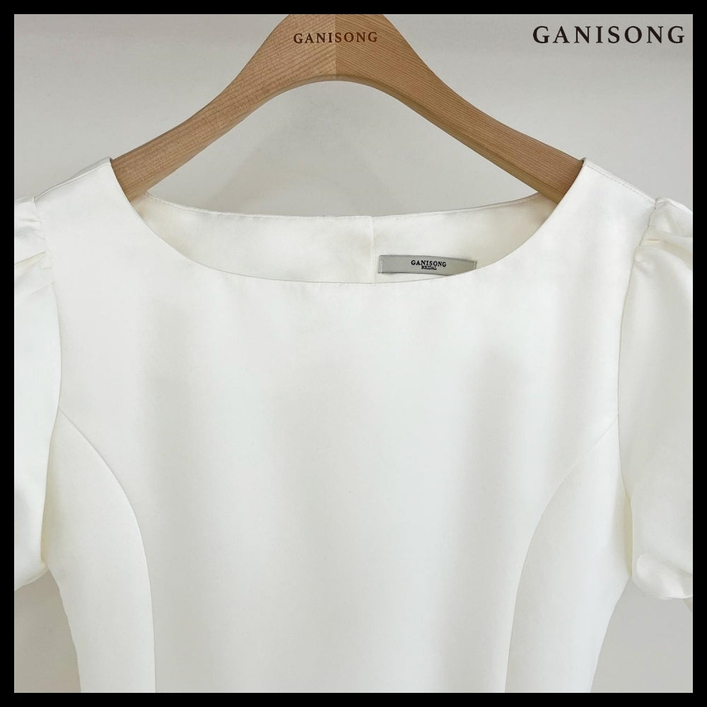 【GANISONG】Bridal Back Open Dress White