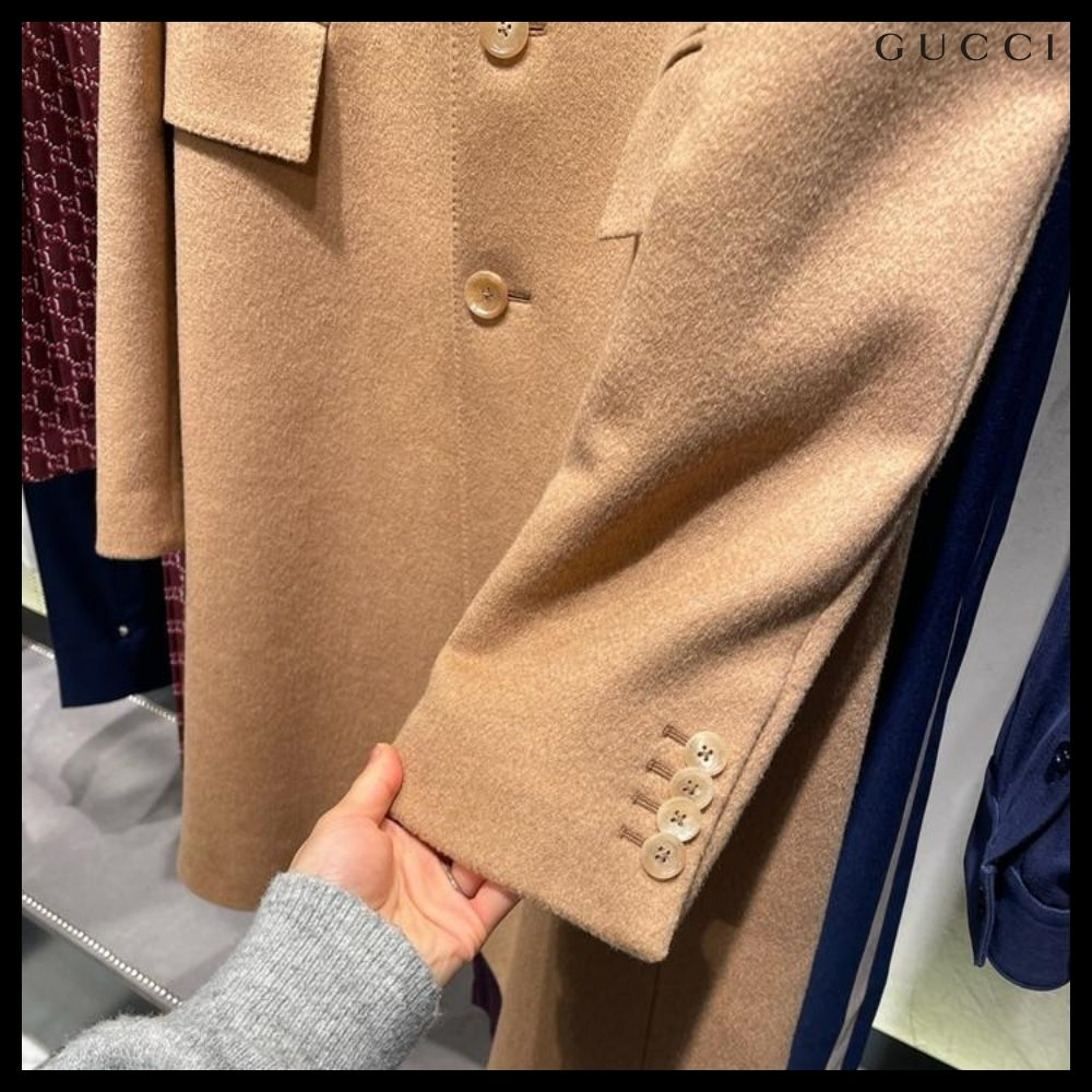 【GUCCI】Camel Hair Single Coat Beige