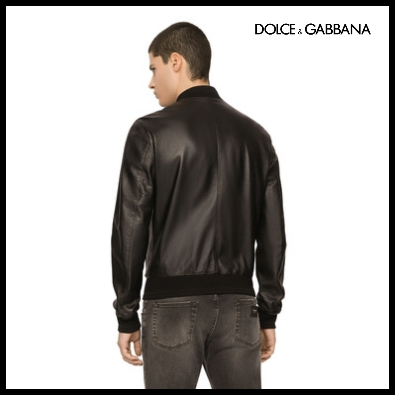 【Dolce & Gabbana】LEATHER JACKET BRANDED TAG