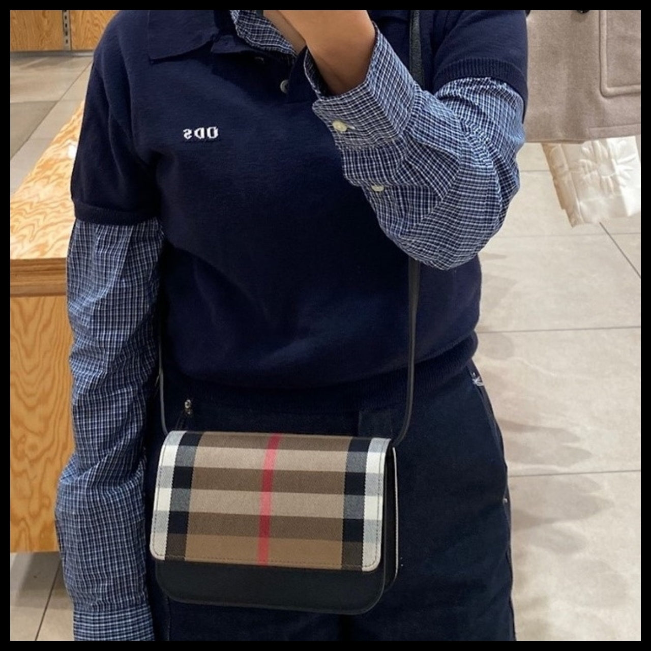【BURBERRY】MADISON Check Flap Crossbody Bag