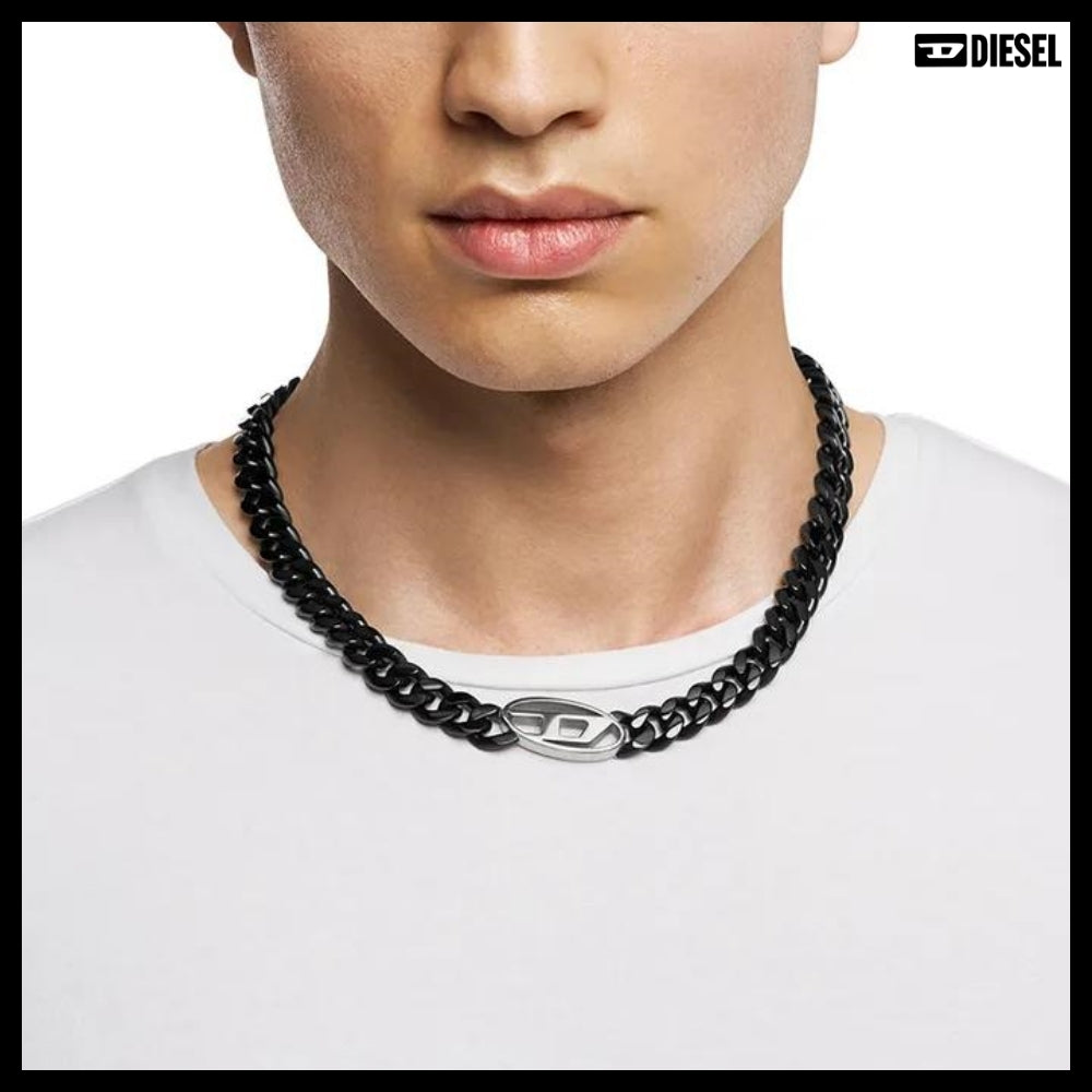 【DIESEL】Oval D Logo Chain Necklace