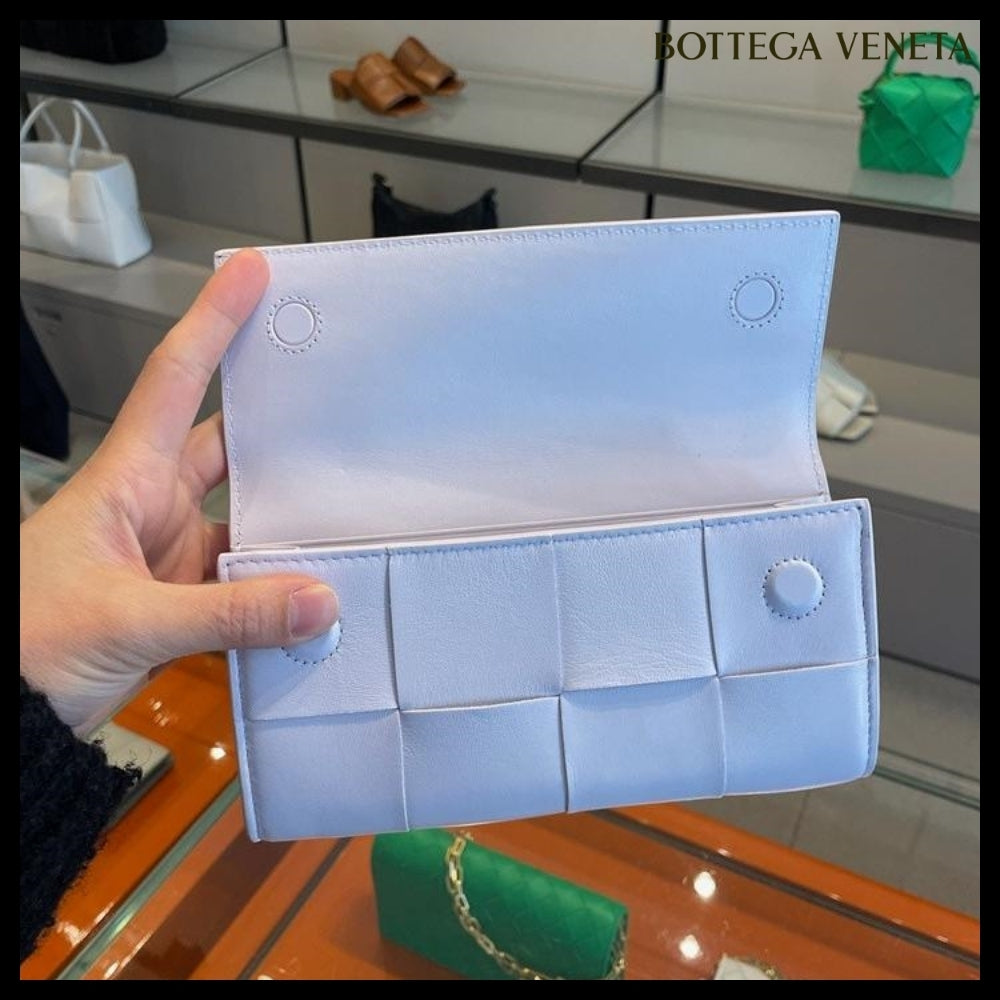 【BOTTEGA VENETA】Intreccio Nappa Calf Flap Long Wallet