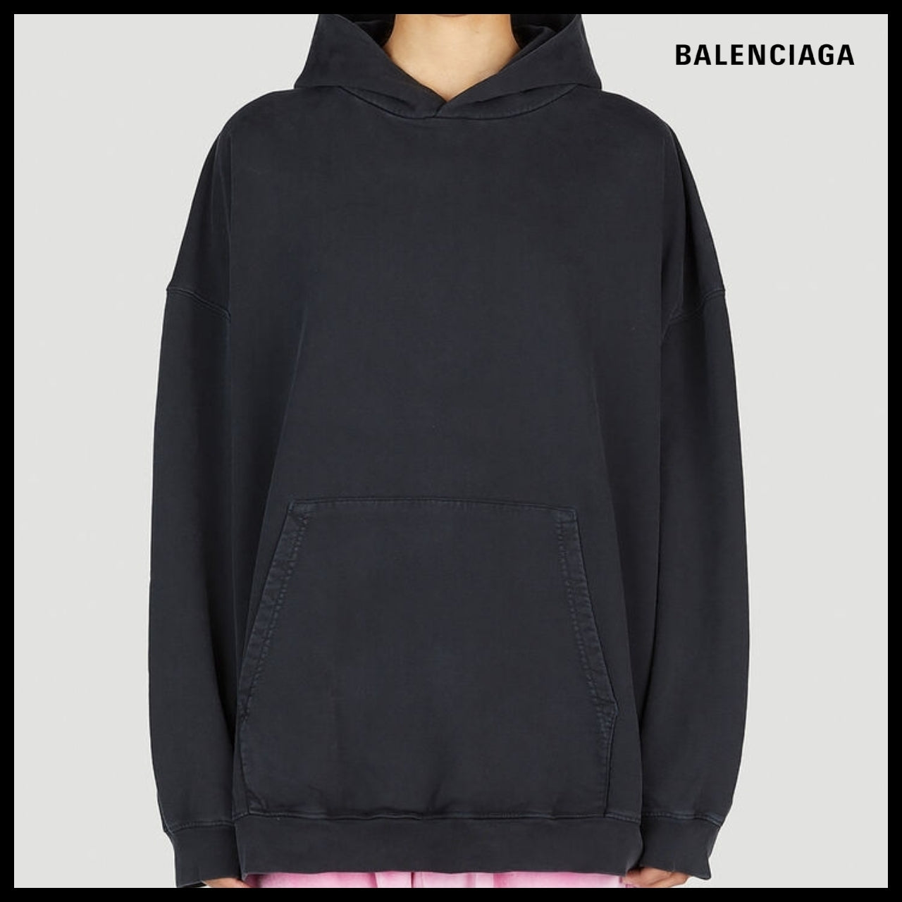 【BALENCIAGA】Large Fit Hooded Sweatshirt Black