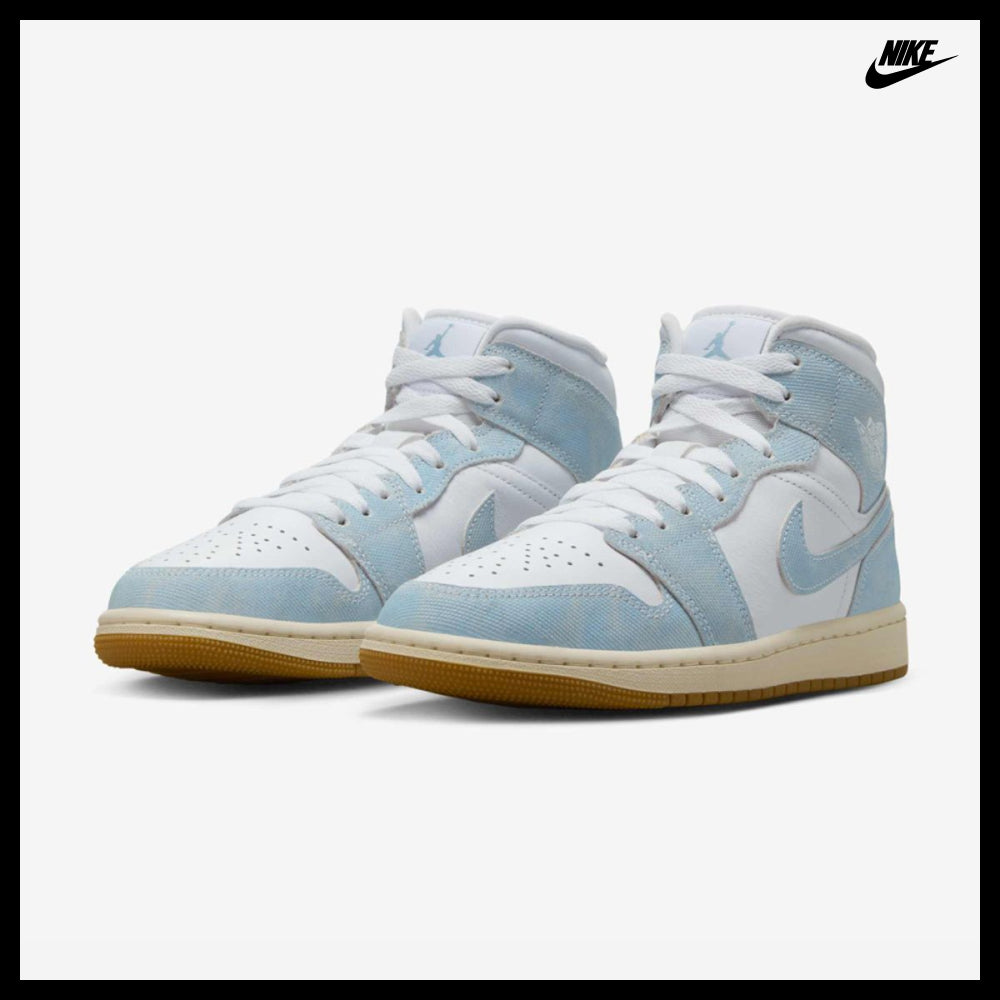 【NIKE】Air Jordan 1 Mid SE W White Gum Light Brown One Blue