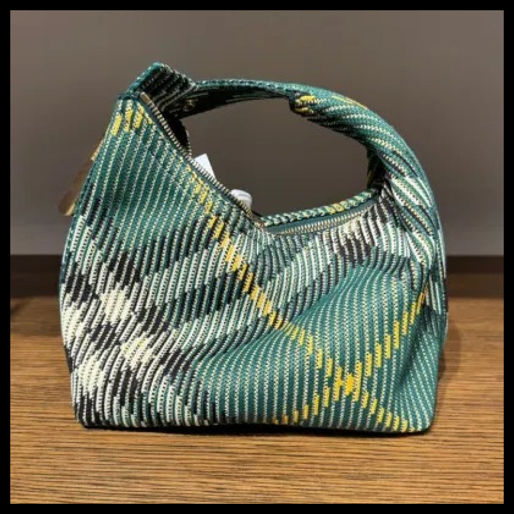 【Burberry】Knit Check Mini Peg Duffle Bag Ivy