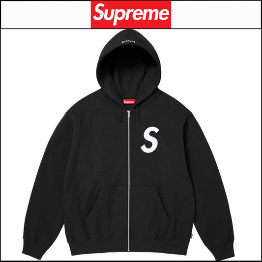 【Supreme】S Logo Zip Up Hooded Sweatshirt Black 25FW