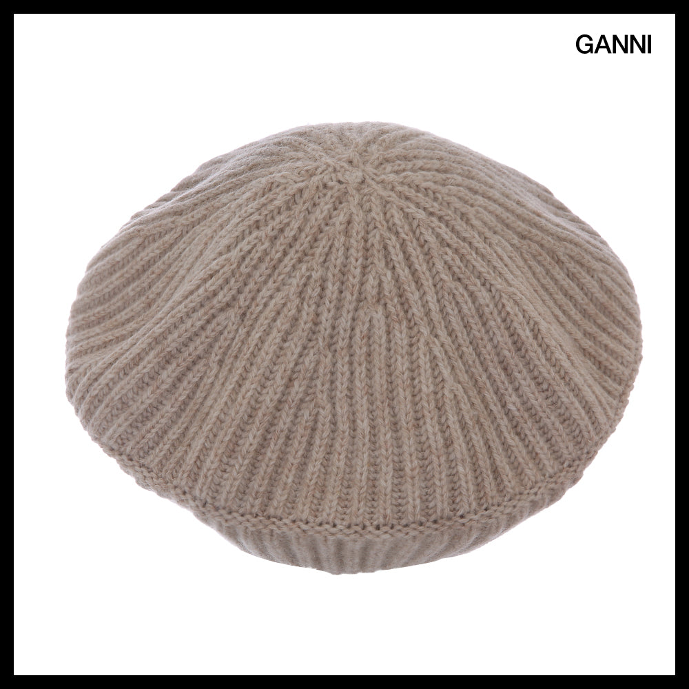【Ganni】Wool Knit Sand Beret
