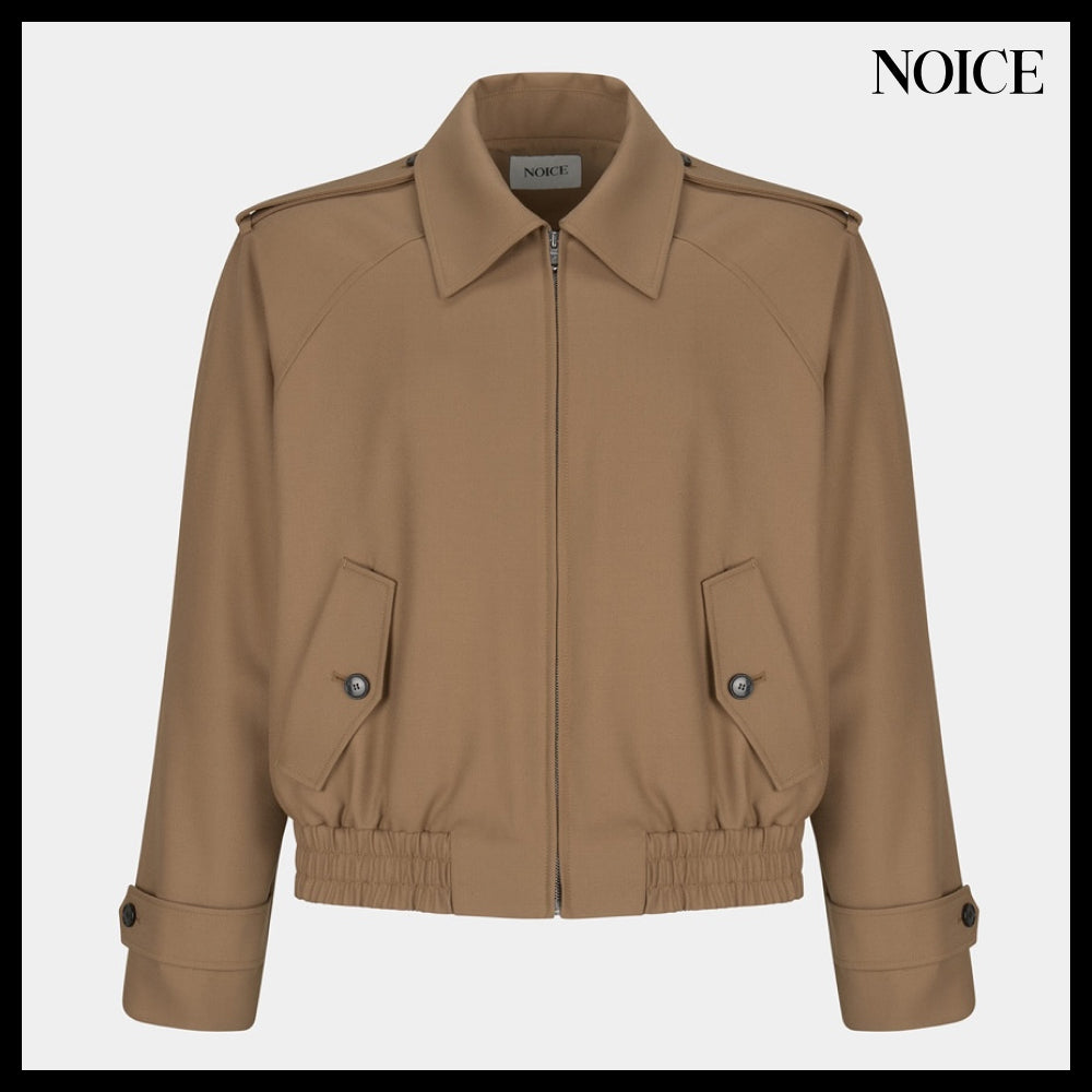 【NOICE  】NECK BUCKLE WOOL BLEND BLOUSON CAMEL