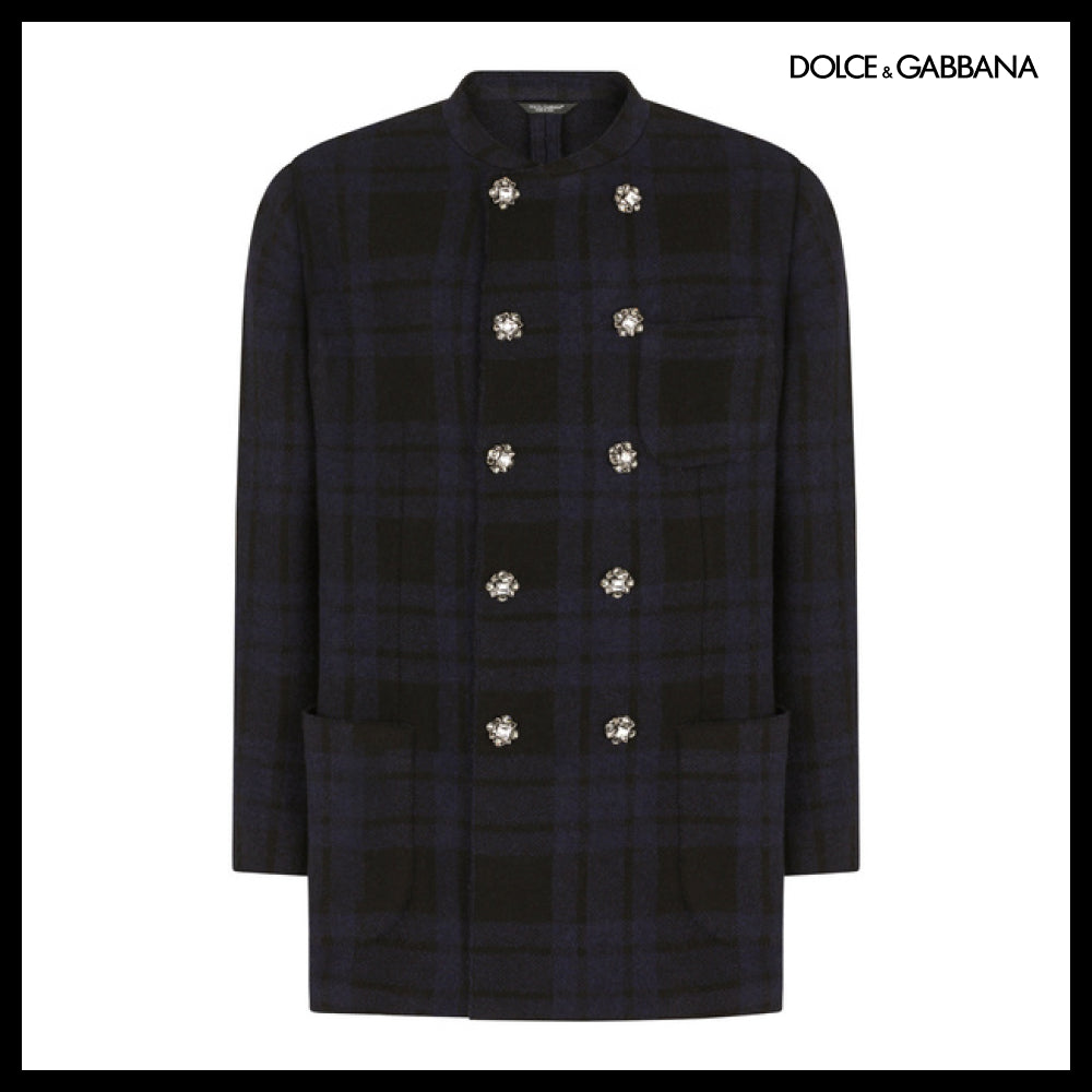 【Dolce & Gabbana】DOUBLE-BREASTED CHECKED JERSEY JACKET