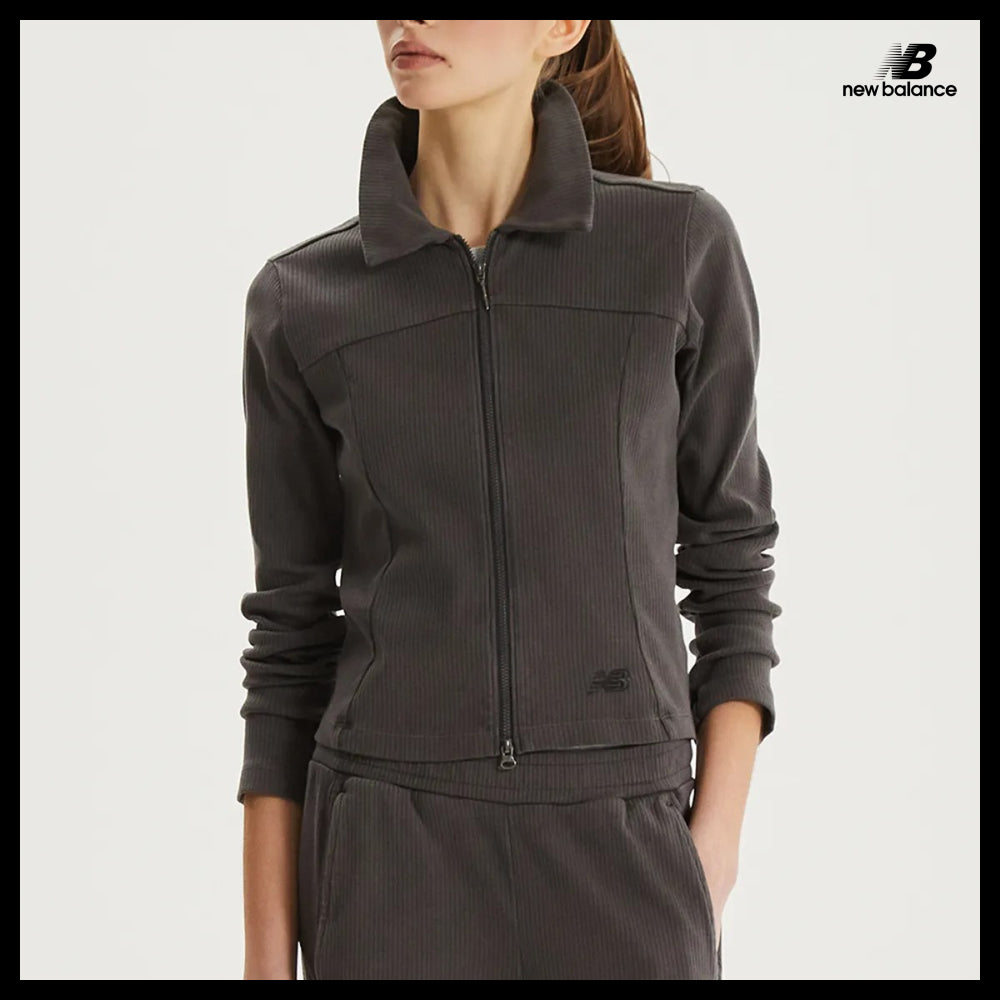 【New Balance】Women's Soft Fresh Ribbed Collar Two Way Zip