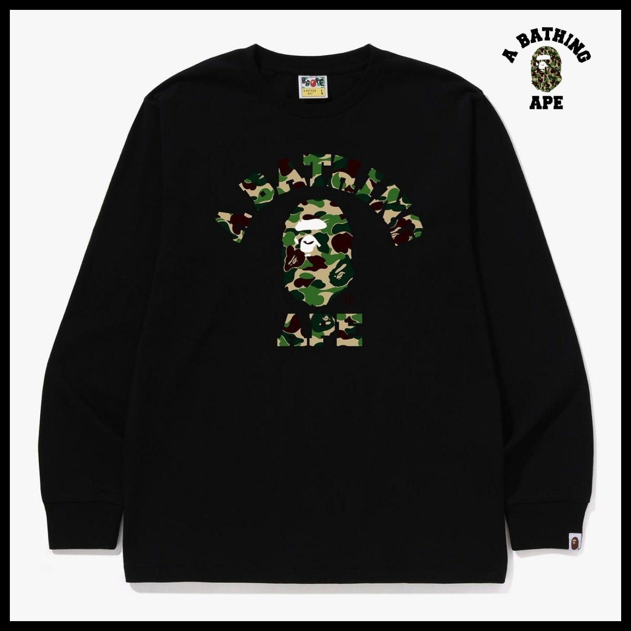 【A BATHING APE】ABC Camo College Long Sleeve T Shirt 4Color