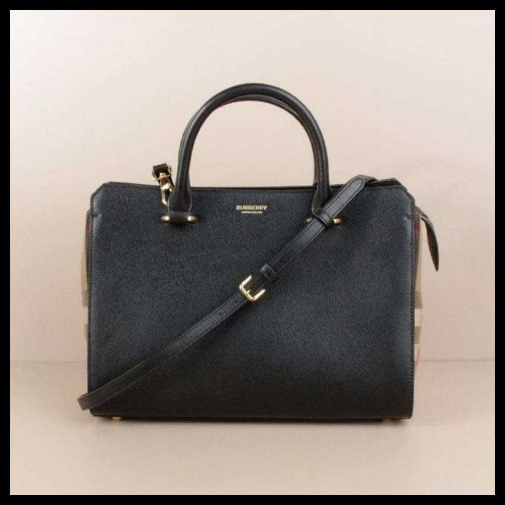 【Burberry】Banwell House Check Small Tote Bag Black