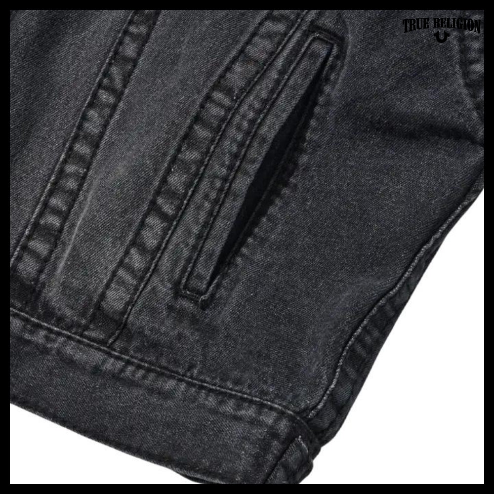 【TRUE RELIGION】Caution Cross Trucker jacket Black