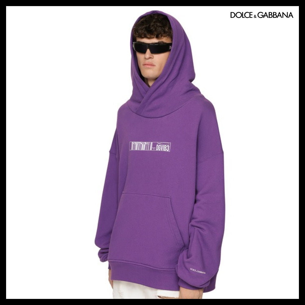 【Dolce & Gabbana】JERSEY HOODIE WITH DGVIB3 PRINT Purple