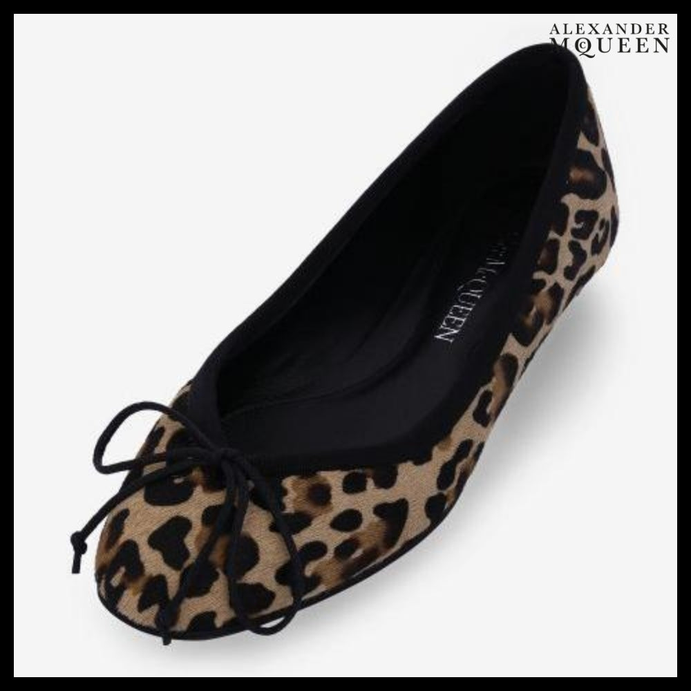 【Alexander Mcqueen】Armadillo Ballet Flats Leopard Black