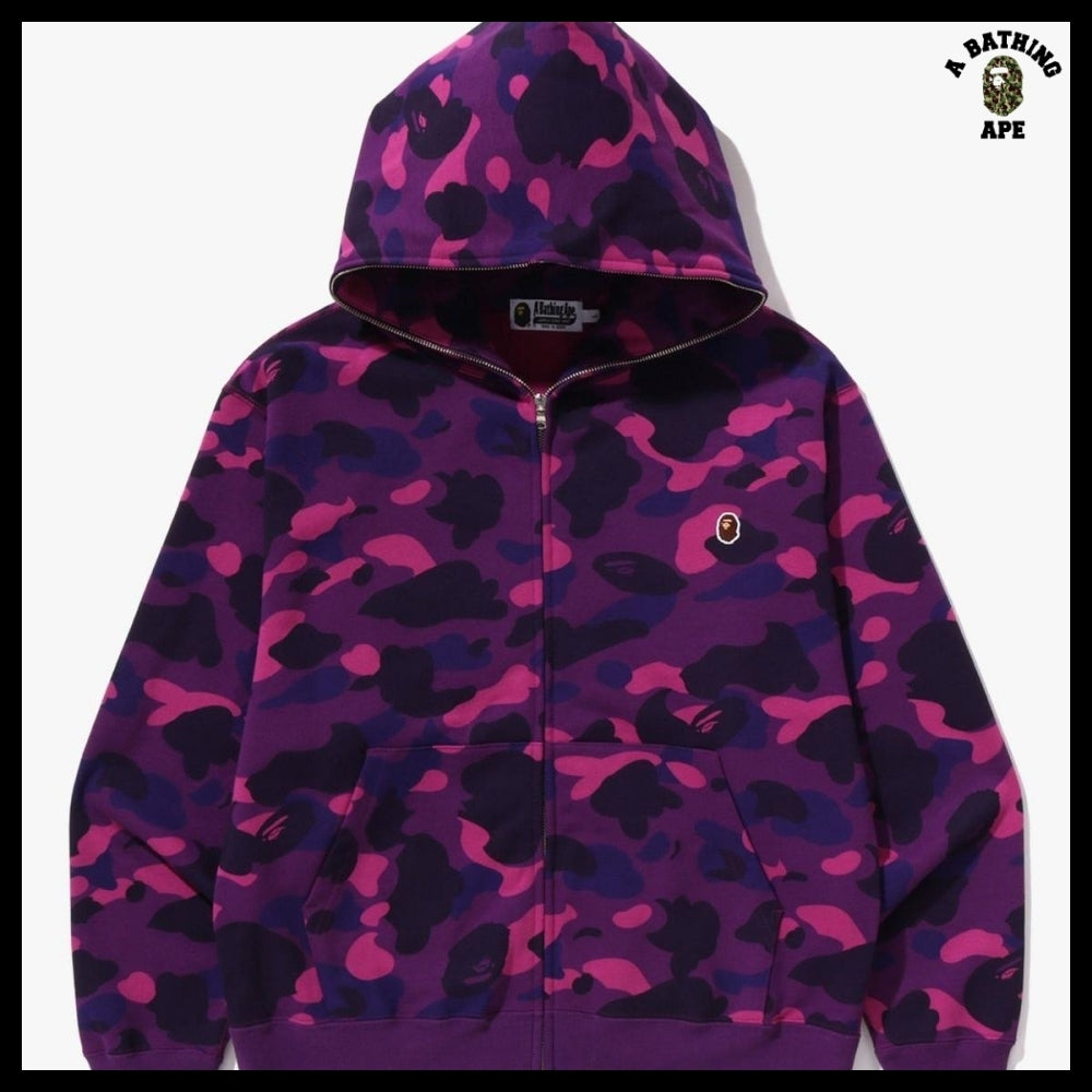 【A BATHING APE】One Point Color Camo Crop Full Zip Hoodie
