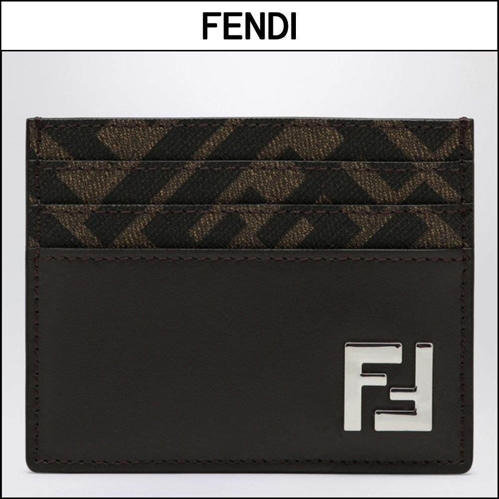 【FENDI】FF Pattern Leather Card Holder