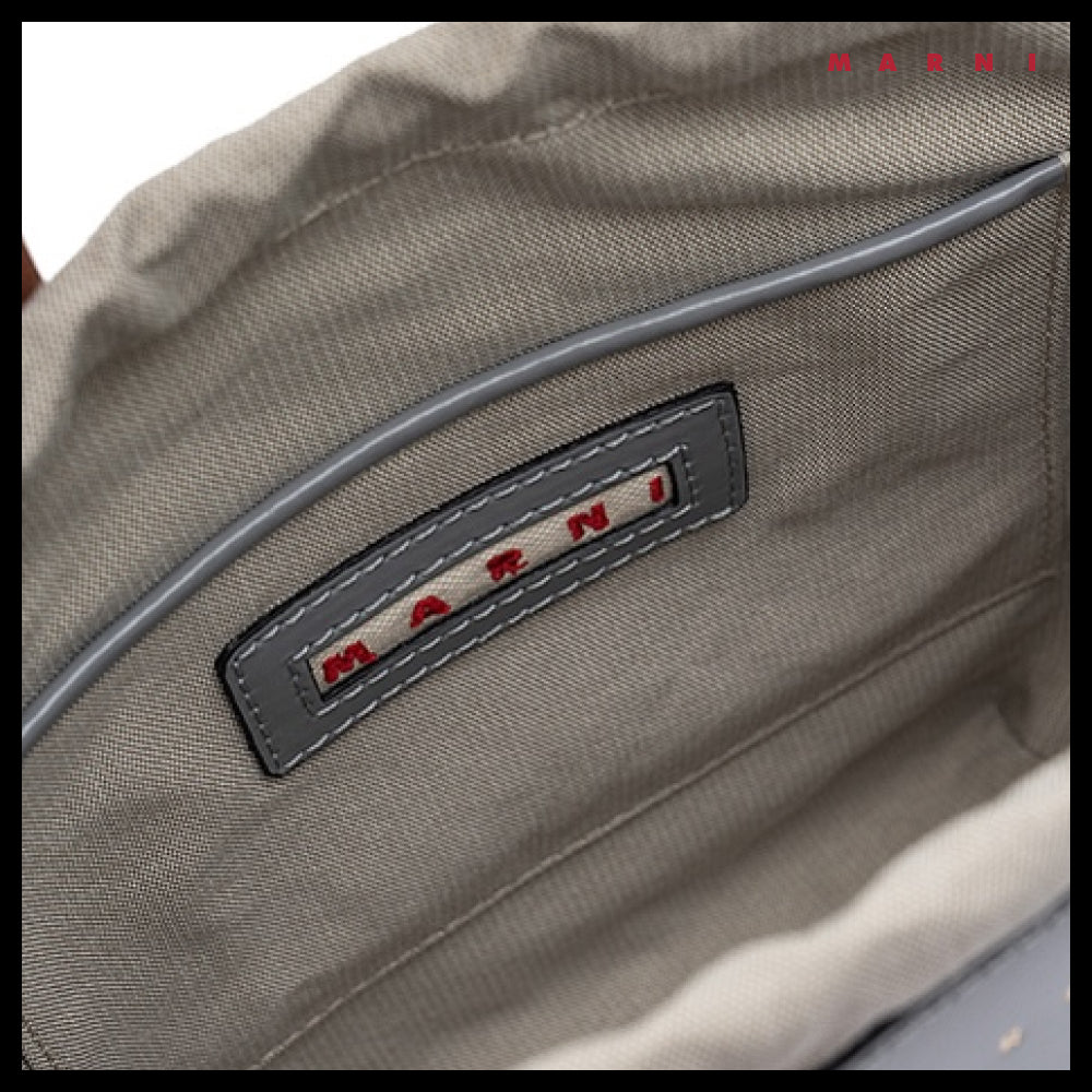 【MARNI】Logo Color Block Tote Shoulder Bag