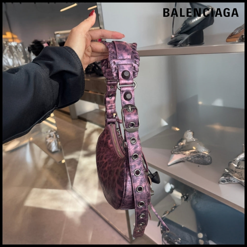 【BALENCIAGA】Le Cagole XS Shoulder Bag Pink Leopard