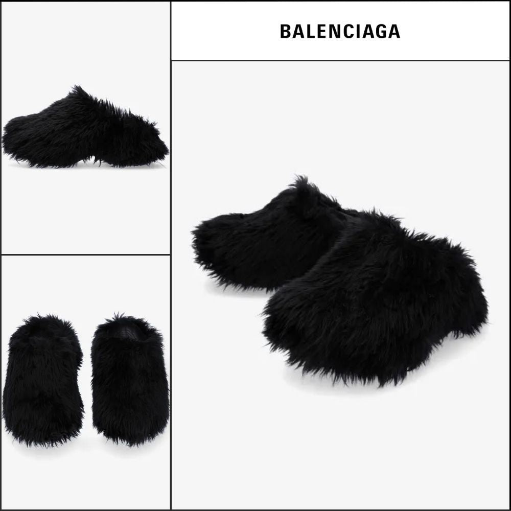 【BALENCIAGA】Crocs Fake Fur Mules Black