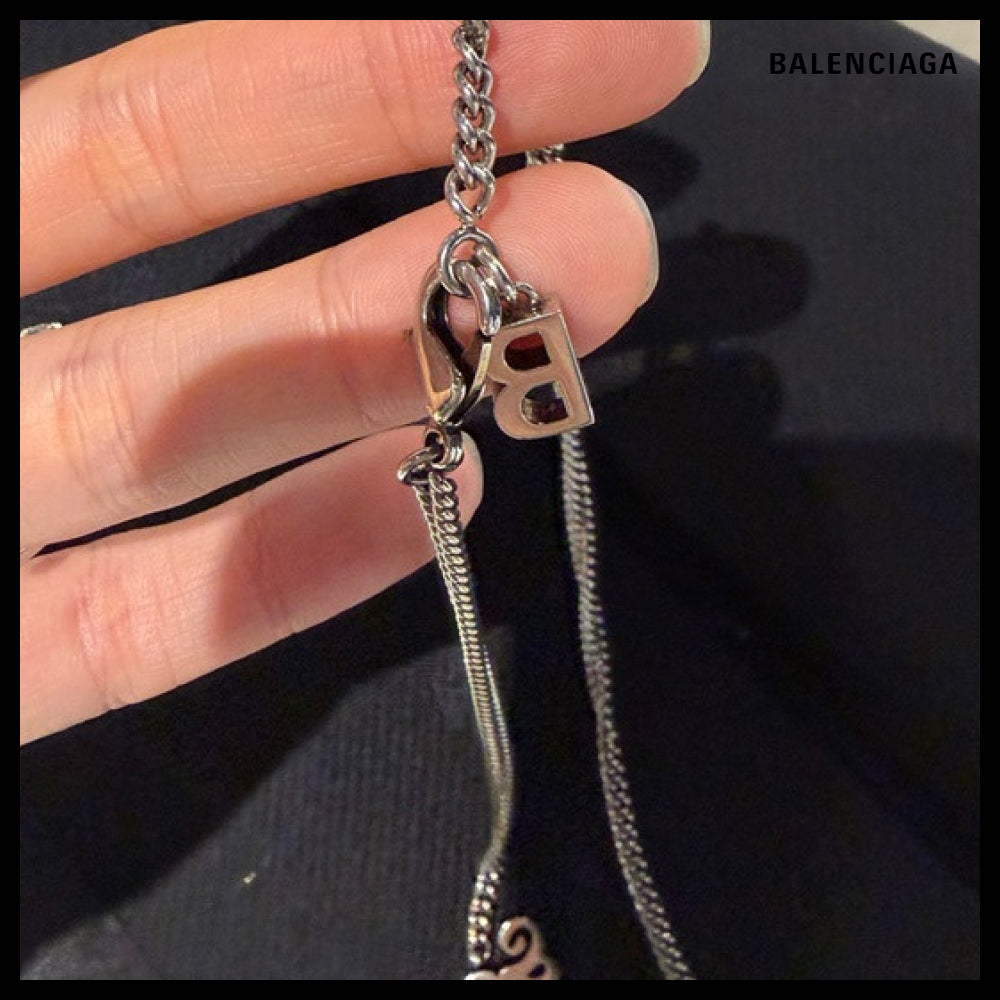 ★BALENCIAGAアウトレット セール ★TYPO Logo Necklace Silver