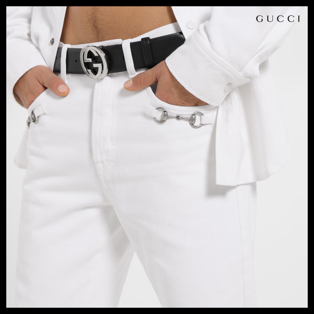 【GUCCI】Cotton Denim Pants With Horsebit Detail