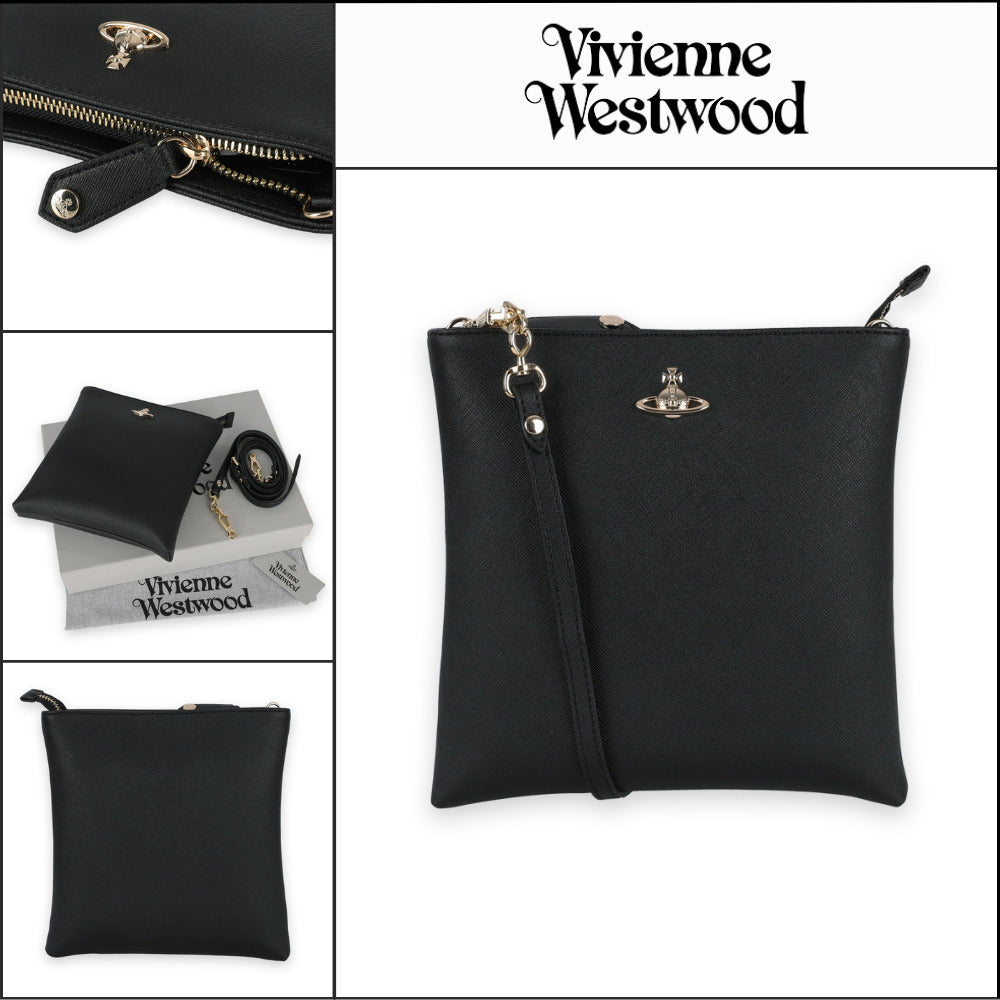 【Vivienne Westwood】Square Crossbody Bag Black Gold