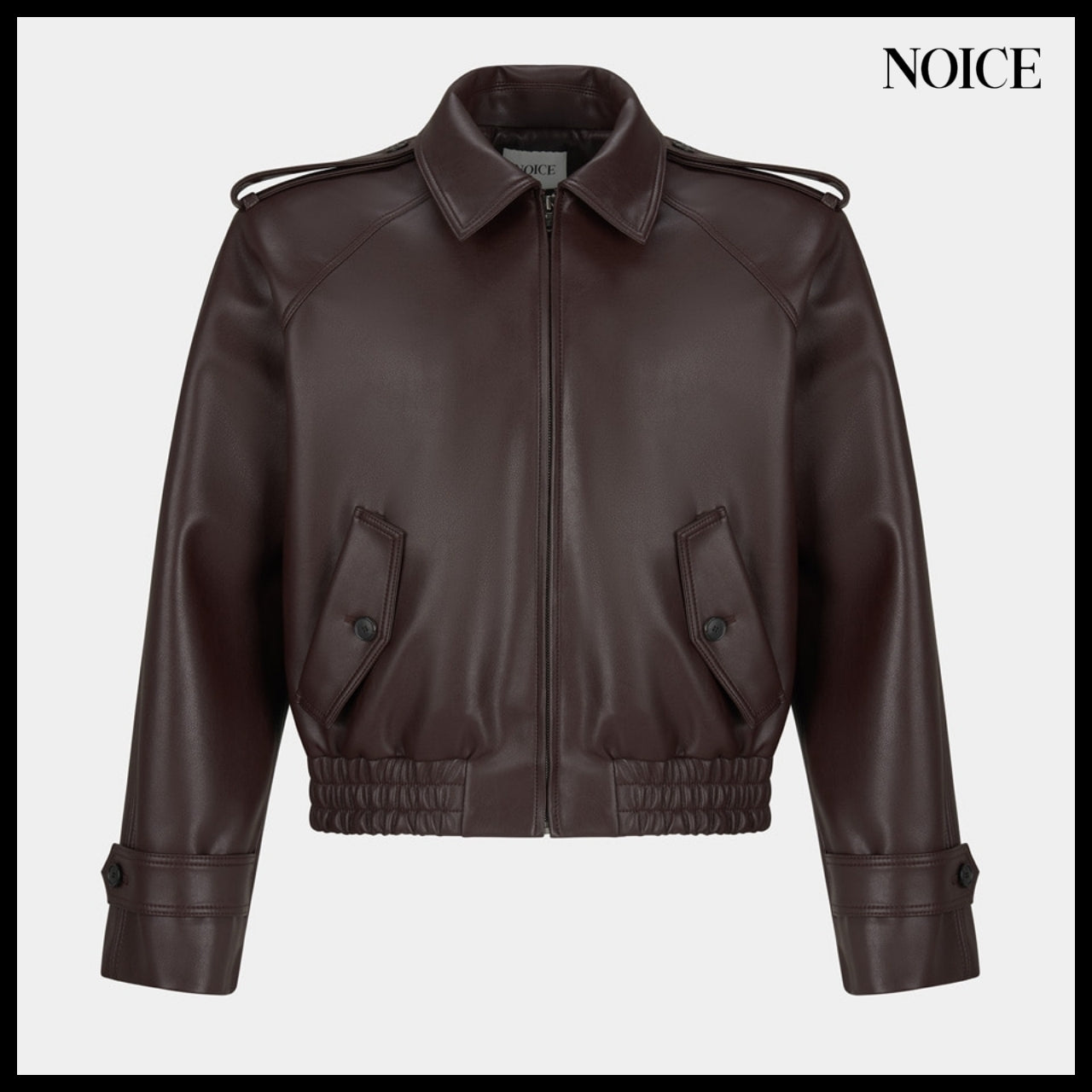 【NOICE】Aviator Faux Leather Blouson Burgundy