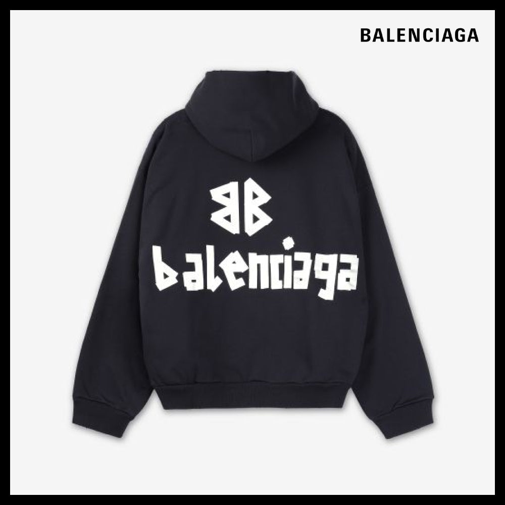 【BALENCIAGA】Ripped Pocket Hood Faded Black:Silver