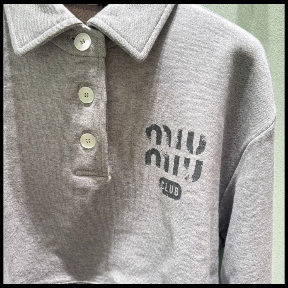 【MiuMiu】ポロシャツ コットンフリース スウェットシャツ