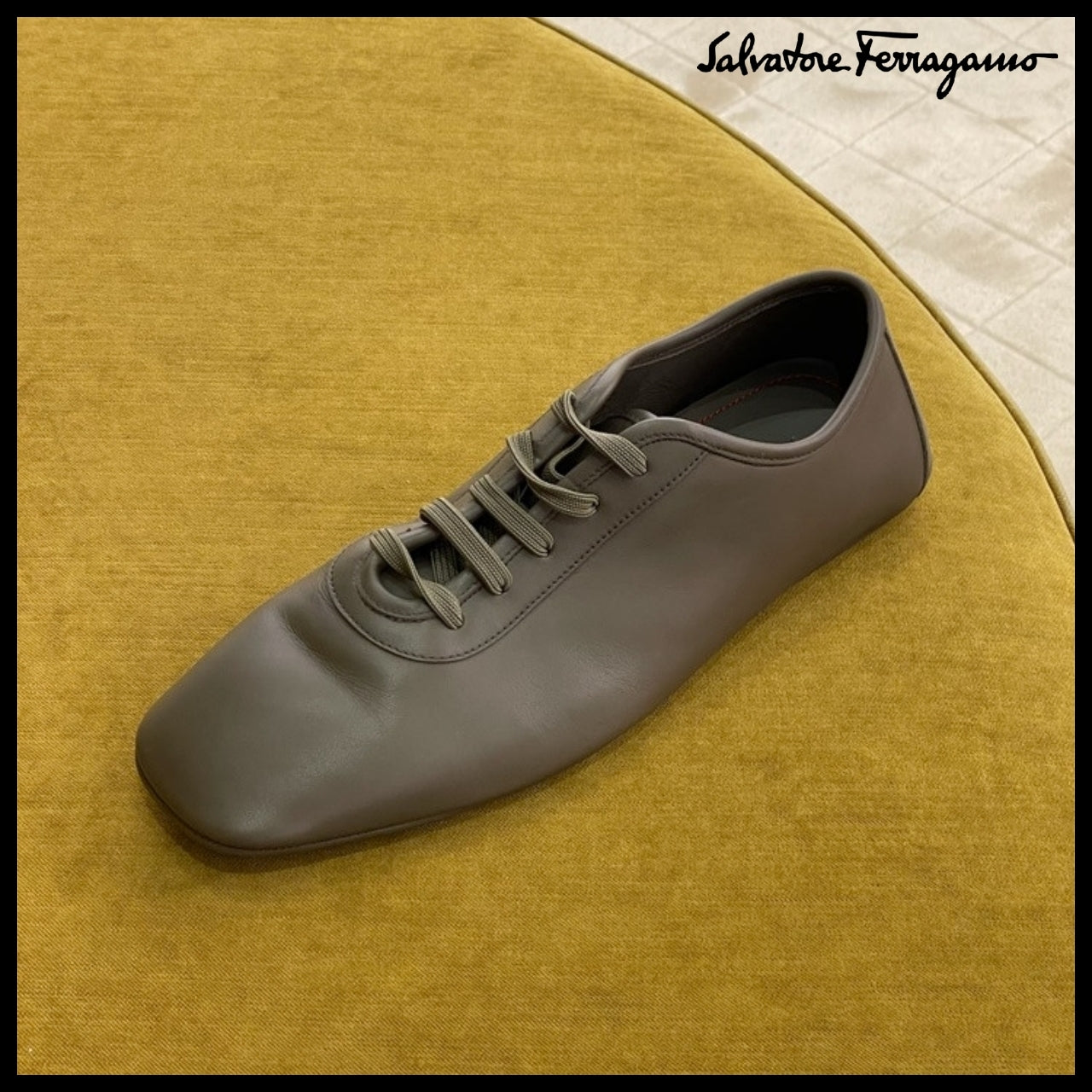 【FERRAGAMO】BOND CALF LEATHER LACE-UP LOAFERS BROWN