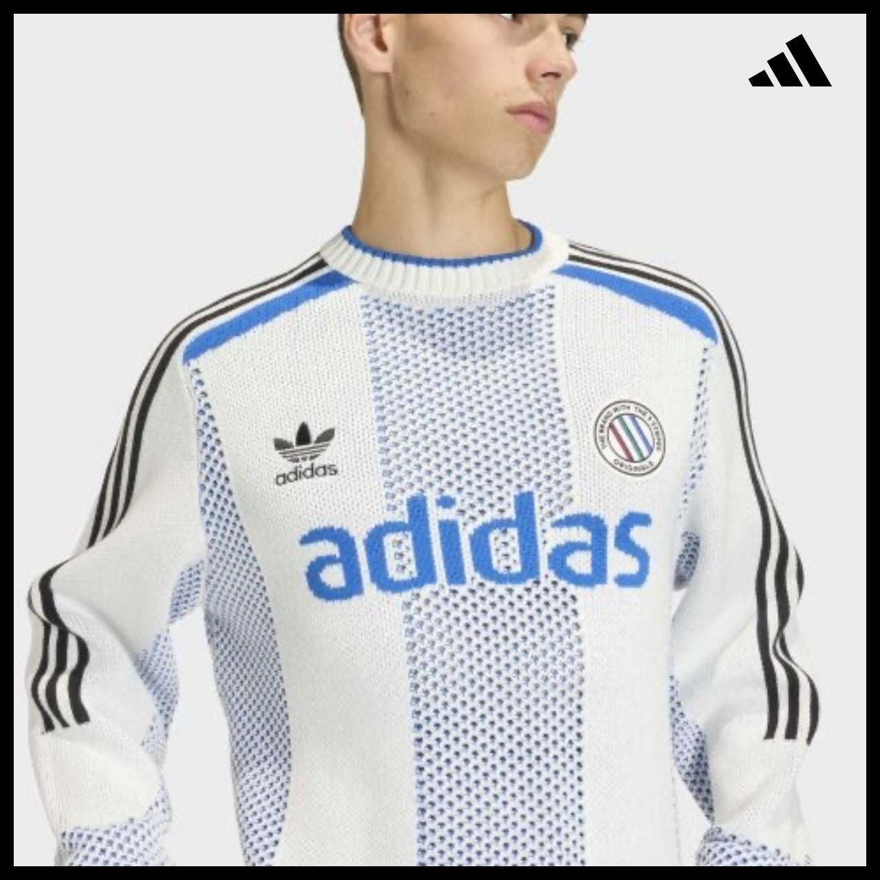 【ADIDAS】Block Core White Lightweight Long Sleeve Knit