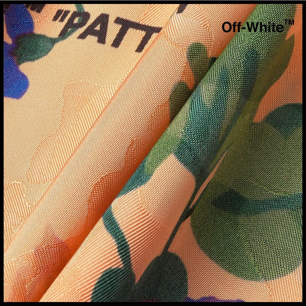 【Off-White】Logo Patch Floral Print Shorts Peach Orange