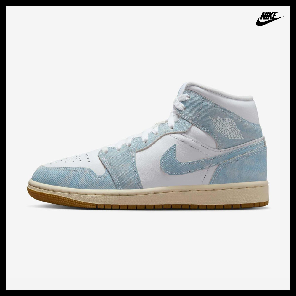 【NIKE】Air Jordan 1 Mid SE W White Gum Light Brown One Blue