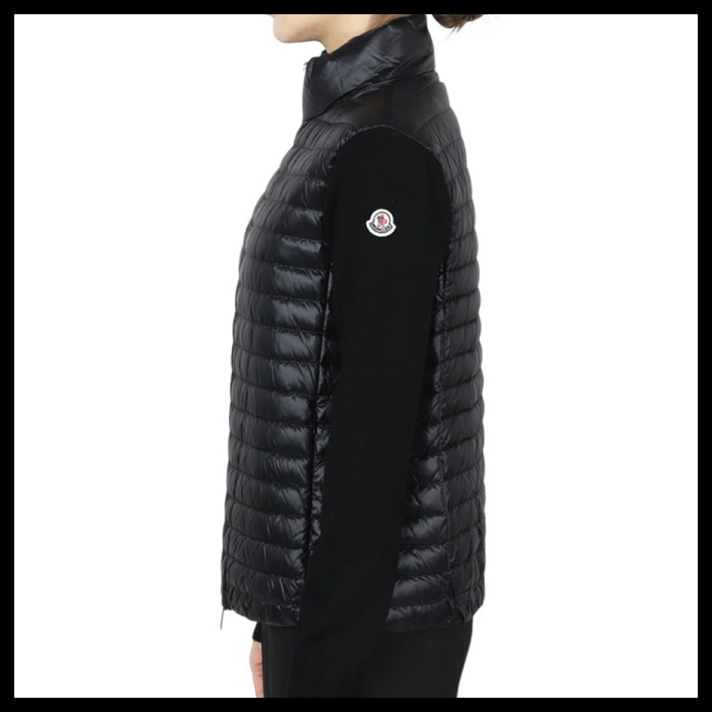 【MONCLER】 Women Tricot Knit Mix Down Jacket Black