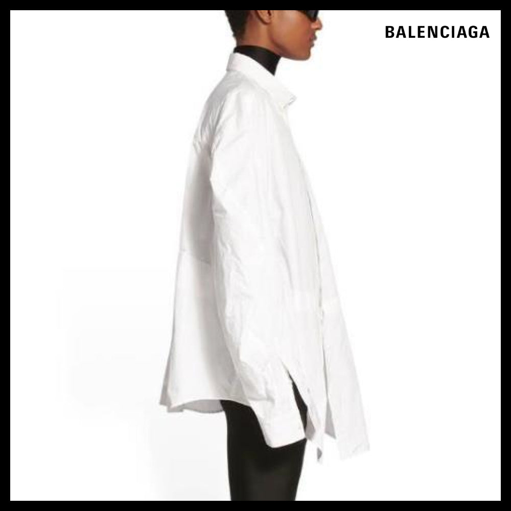 【BALENCIAGA】Twisted Sleeve Shirt White