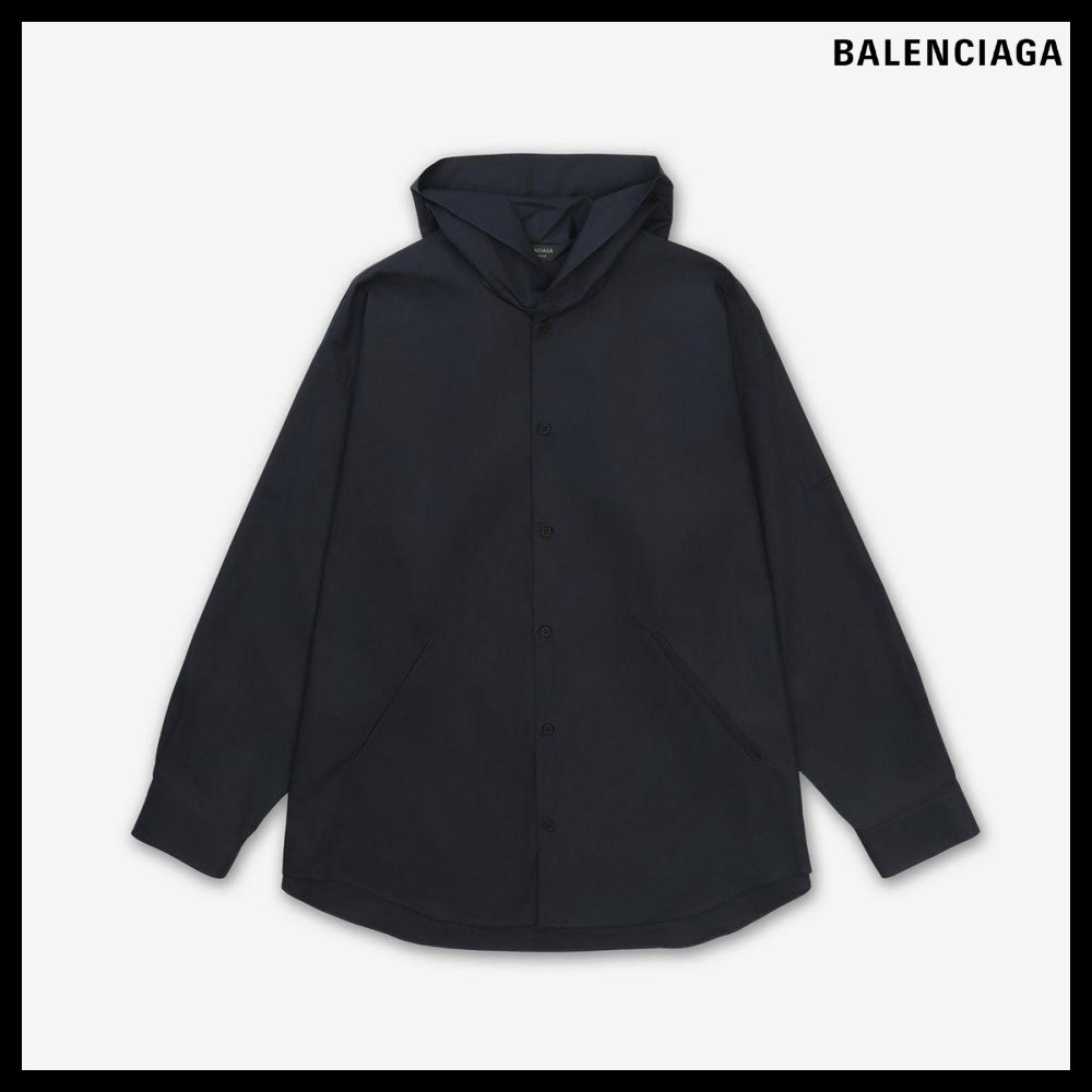 【BALENCIAGA】Oversize Hood Shirt Black