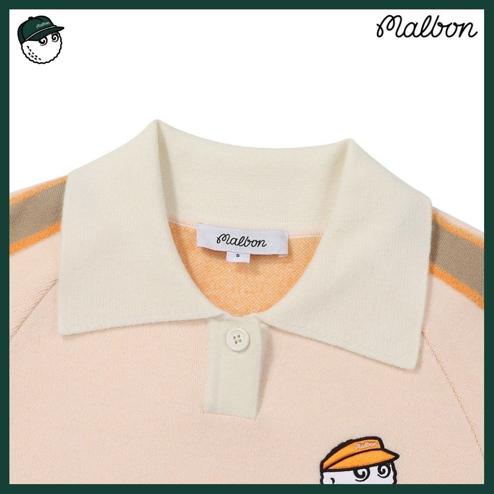 【MALBON GOLF】 SLEEVE CONTRAST COLLARED TOP WOMAN 2COLORS