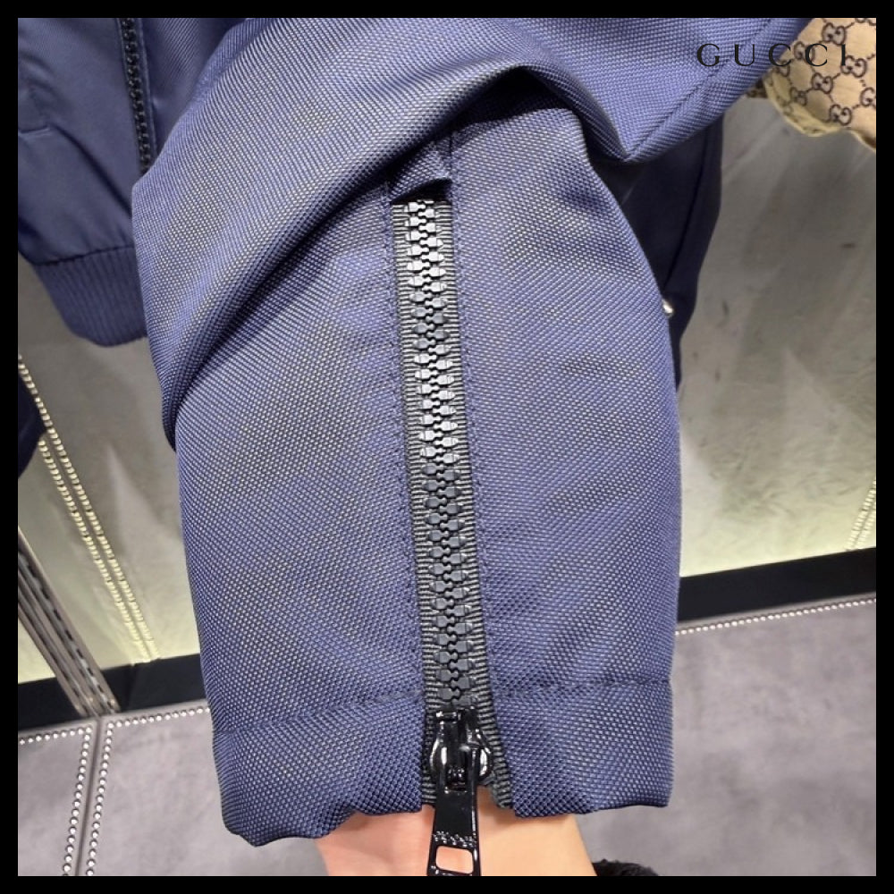 【GUCCI】GG Heavy Nylon Canvas Zip-Up Jacket Caspian