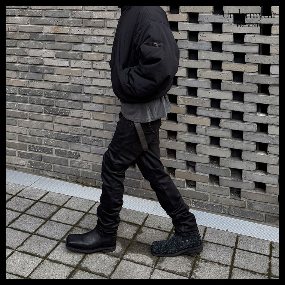 【Undermycar】MU.157 Classic Wax Coated Slim Straight Jeans