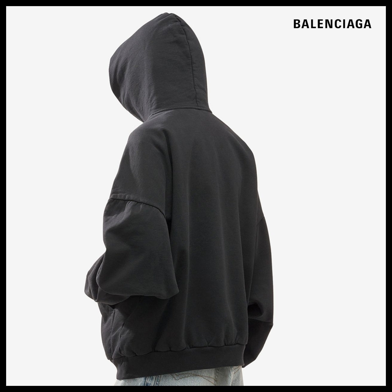 【BALENCIAGA】Back Flip Oversized Round Hoodie Black