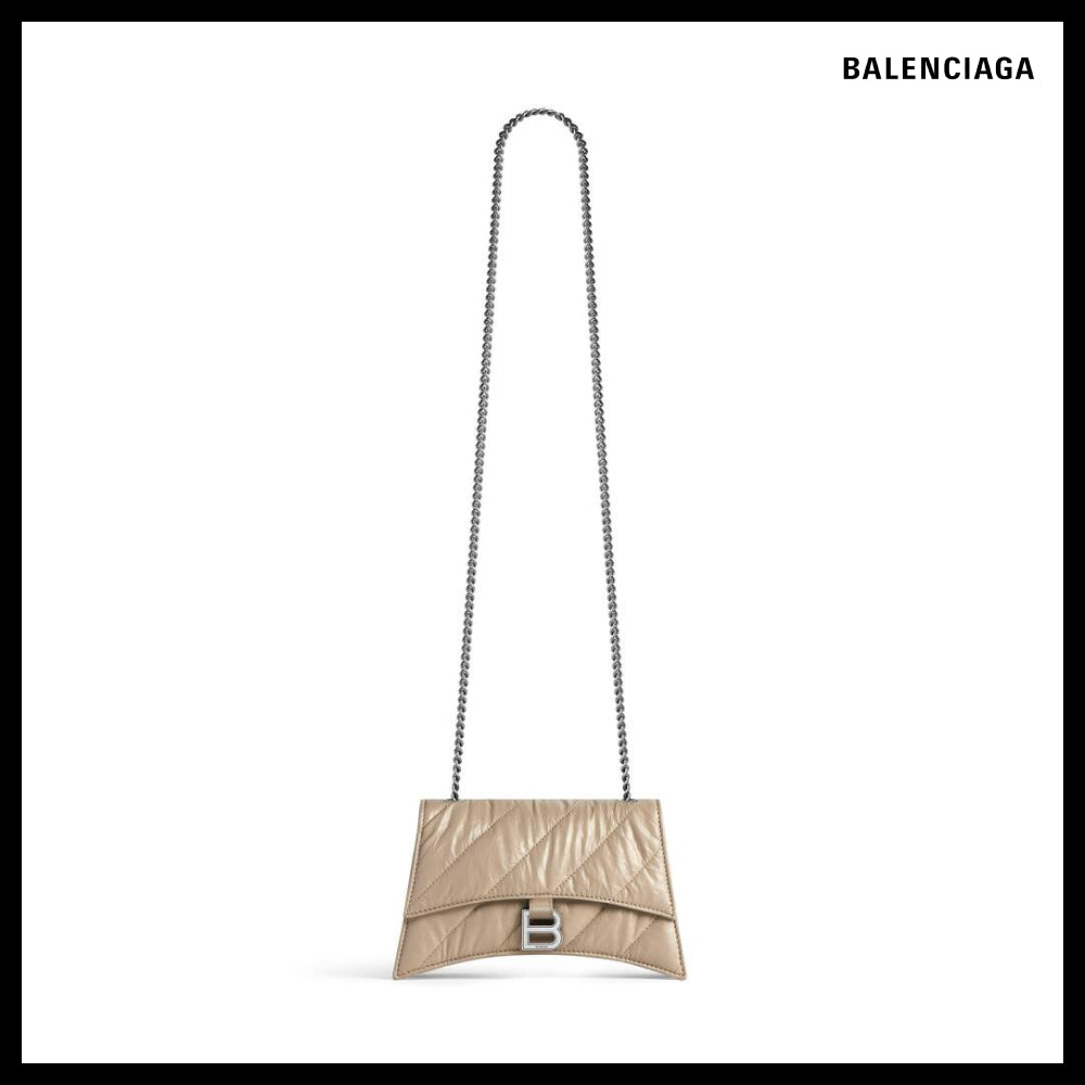 【BALENCIAGA】Crush XS Chain Bag Quilted Brown
